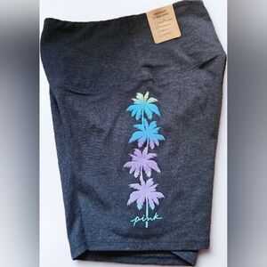 VS PINK Grey Palm Tree Biker Shorts